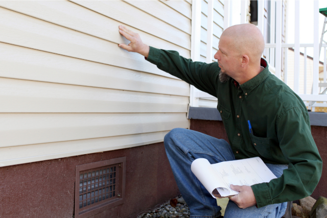 Siding Inspection by a worker